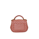 Reversed Chevron Top Handle Flap Bag Antique Pink GHW