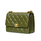 Caviar Quilted Mini Coco First Flap Khaki
