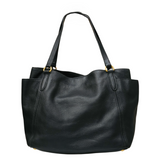 Black Vitello Daino Leather Shopper Tote