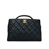 Quilted Lady Handle Clutch Tote Bag