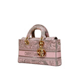 Canvas Toile De Jouy Embroidered Medium Lady D-Joy Gray Pink