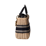 Lady Dior Natural Wicker & Oblique Jacquard Bag
