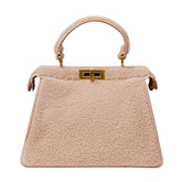 Curly Shearling Peekaboo I See U Top Handle Bag