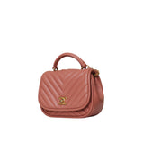Reversed Chevron Top Handle Flap Bag Antique Pink GHW