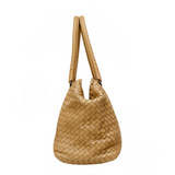 Brown Intrecciato Leather Brick Satchel