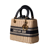Lady Dior Natural Wicker & Oblique Jacquard Bag