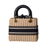 Lady Dior Natural Wicker & Oblique Jacquard Bag