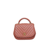 Reversed Chevron Top Handle Flap Bag Antique Pink GHW