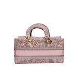 Canvas Toile De Jouy Embroidered Medium Lady D-Joy Gray Pink