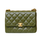 Caviar Quilted Mini Coco First Flap Khaki