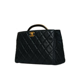 Quilted Lady Handle Clutch Tote Bag