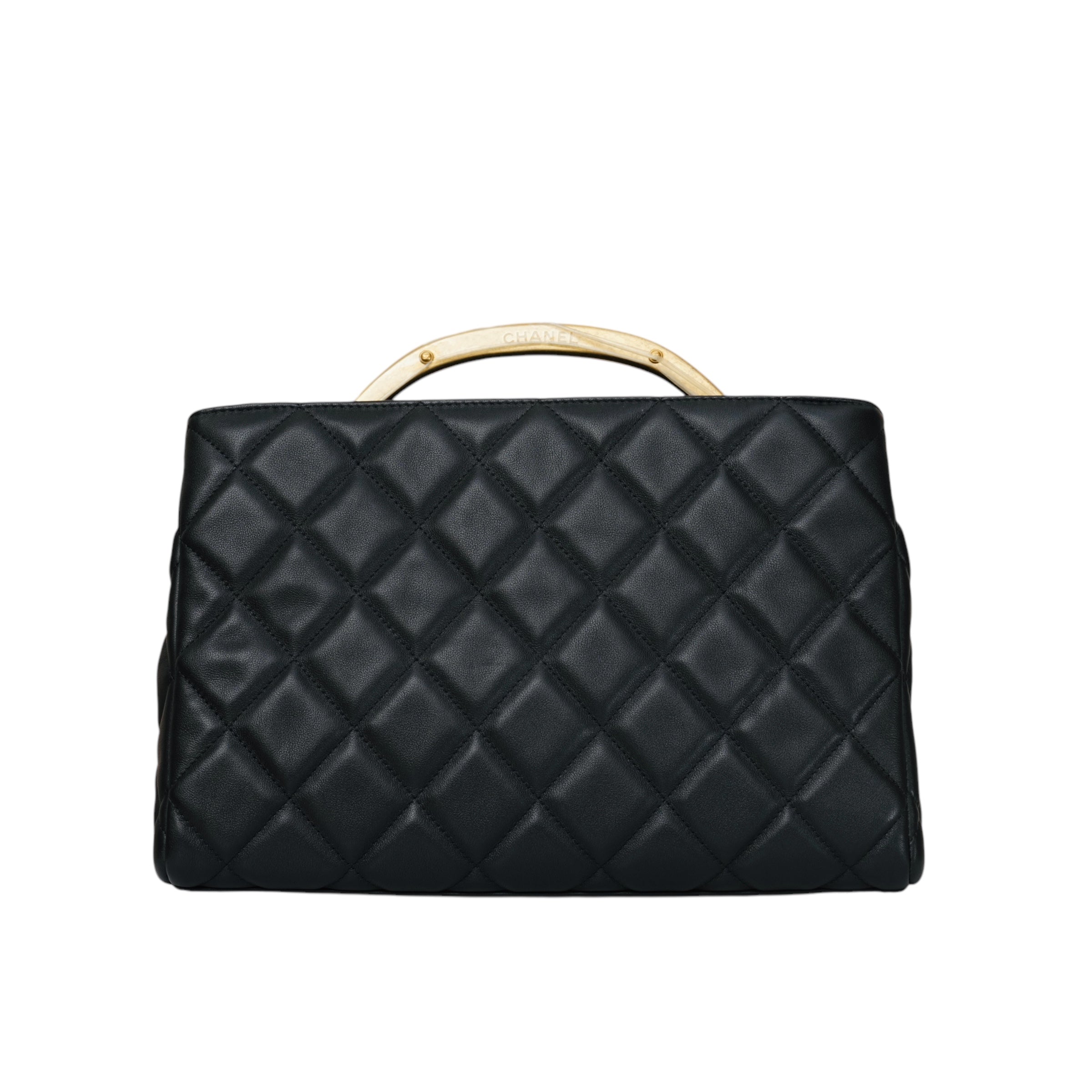 Quilted Lady Handle Clutch Tote Bag