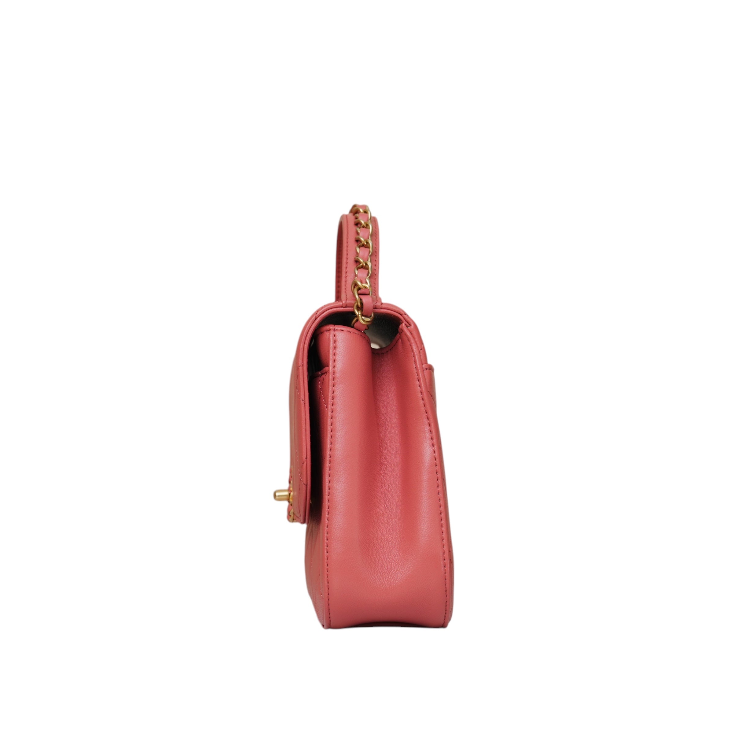 Lambskin Quilted Small Chain Infinity Top Handle Flap