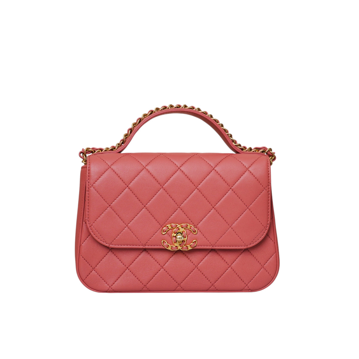 Lambskin Quilted Small Chain Infinity Top Handle Flap