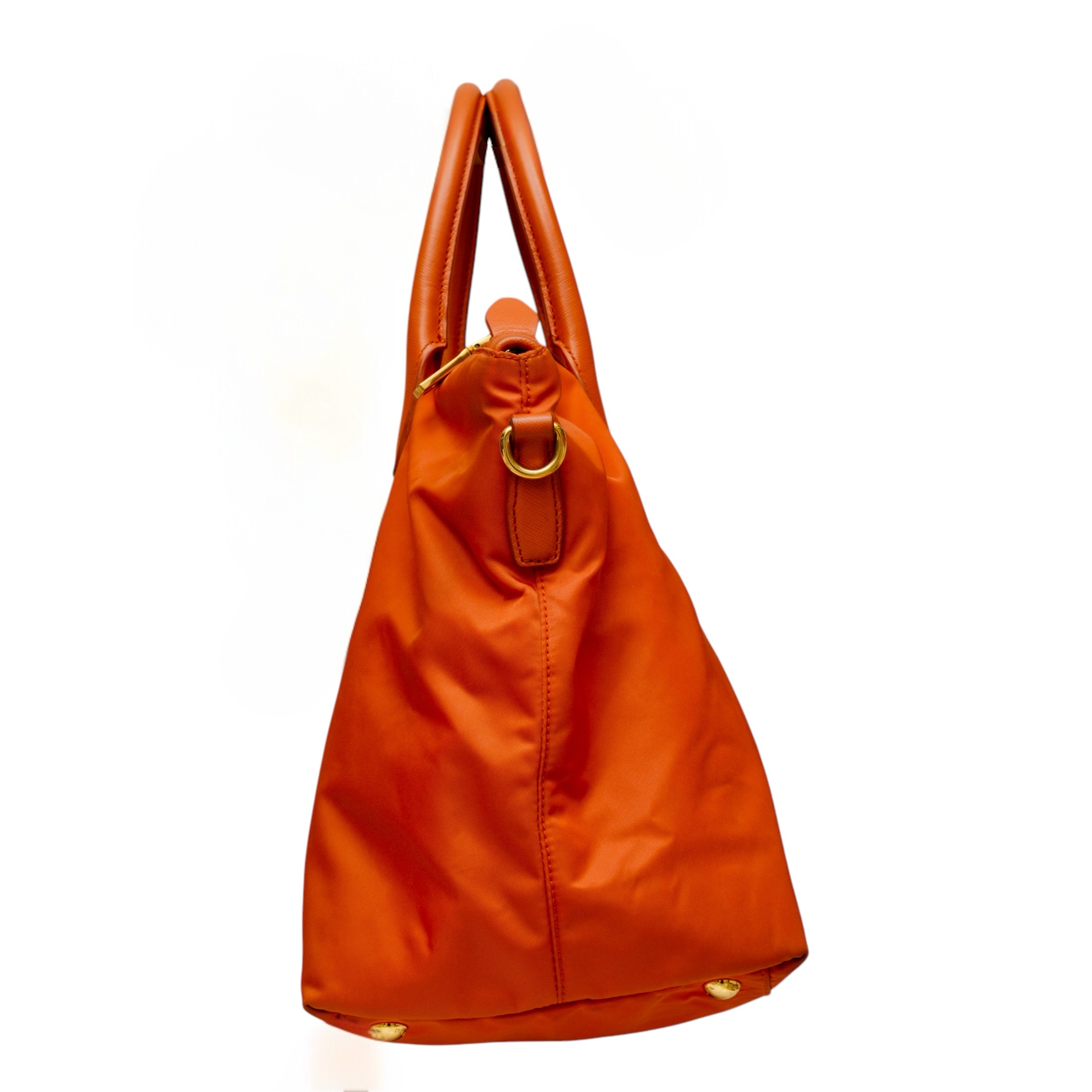 Papaya Tessuto Nylon and Saffiano Leather Tote Bag
