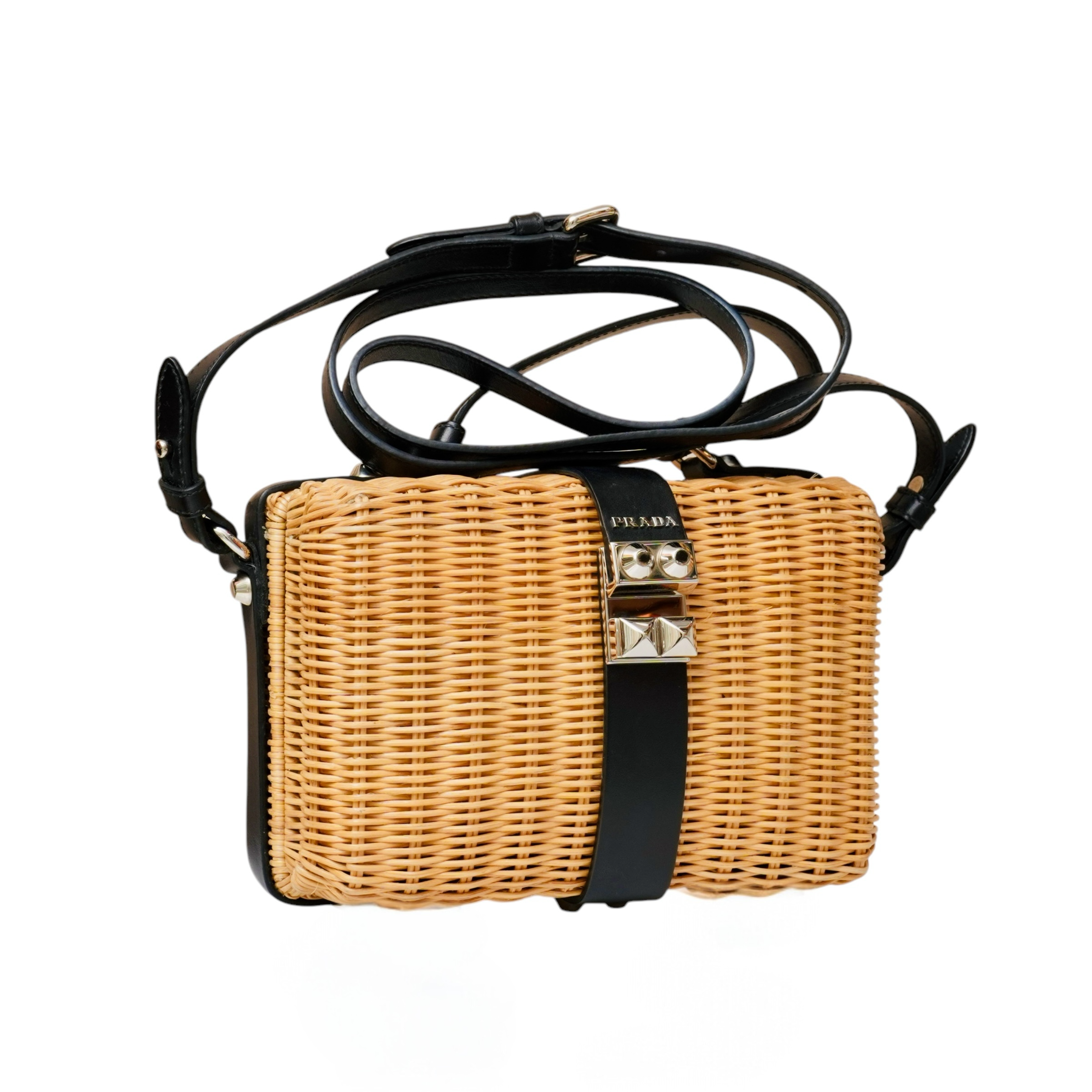Wicker Top Handle Shoulder Bag