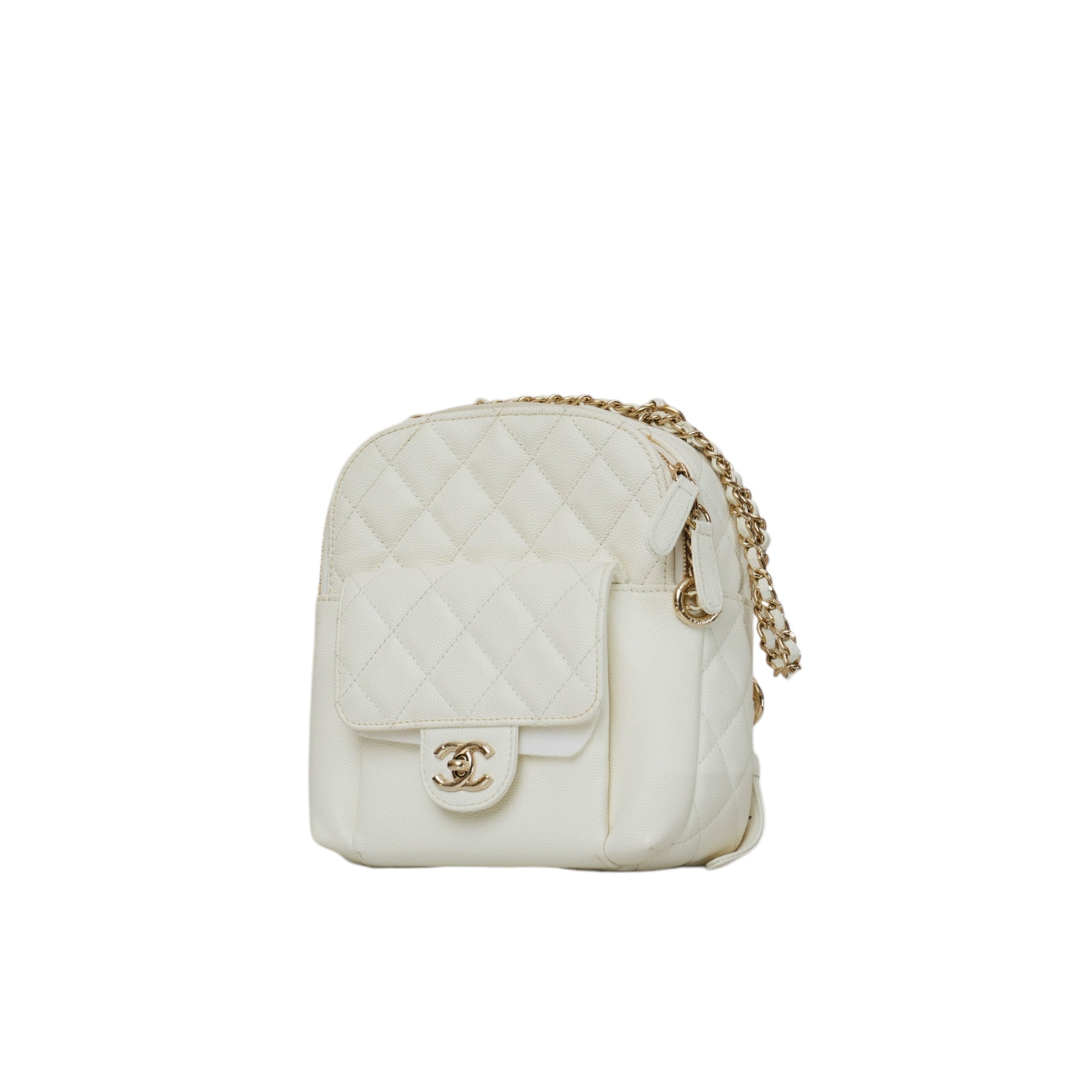 White Quilted CC Day Backpack