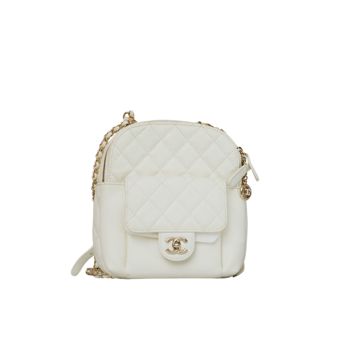 White Quilted CC Day Backpack